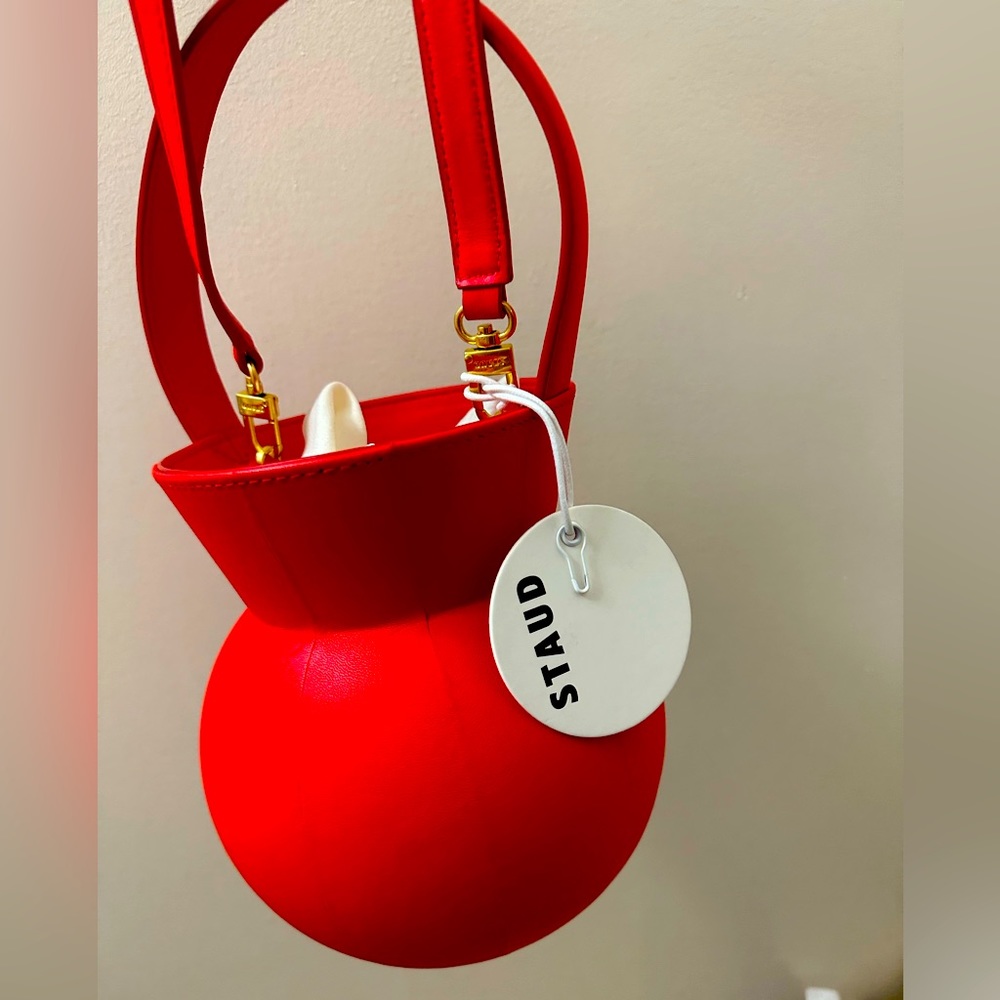 STAUD Keaton red leather handbag